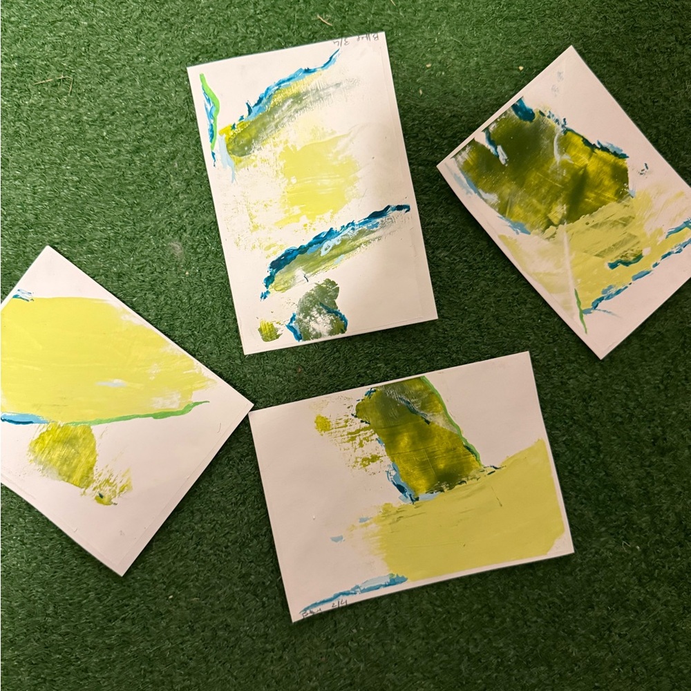 Abstract Art Cards with Yellow and Blue Accents